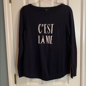 TALBOTS SIZE MEDIUM C’EST LA VIE BATEAU NECK SWEATER - Great Condition